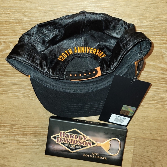 Harley Davidson 120th Anniversary Men's Snapback Hat Cap And Bottle Opener New - Picture 7 of 12